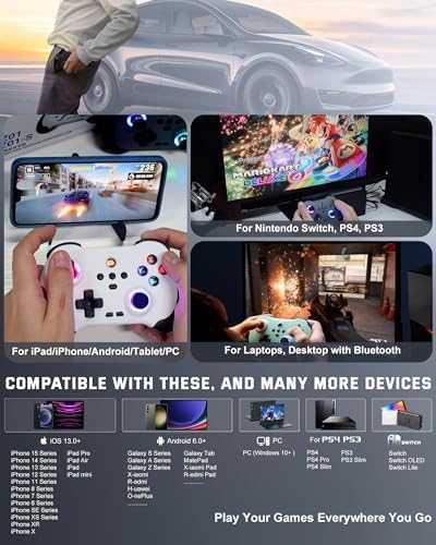 Joso wireless tablet gamepad showing customizable RGB lighting around the thumbsticks