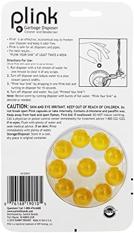Plink Garbage Disposal Cleaner capsules in original packaging