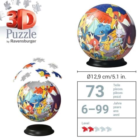 Side view of the authentic imported collectible toy sphere showcasing Eevee and Squirtle graphics