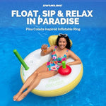 Close up of integrated cupholder on Swimline pool float