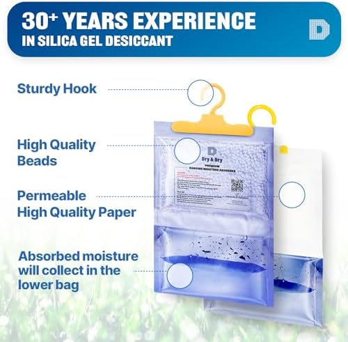 Instructional view of the hook and crystals inside the Dry & Dry dehumidifier.