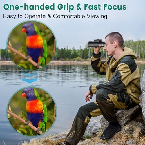 Dazftiey adult monocular kit containing the storage pouch, cleaning cloth, and hand strap spread out on a flat surface