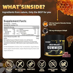 Vegan shilajit supplement gummies for post workout recovery and immune system support.