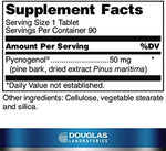 Douglas Laboratories pine bark extract supplement label detailing directions and ingredients