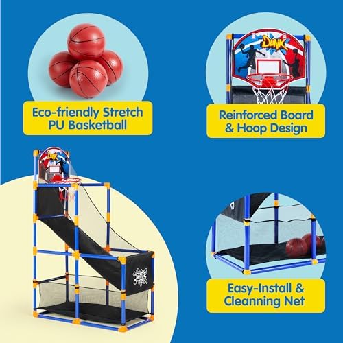 Close up of JOYIN height adjustable basketball hoop for kids