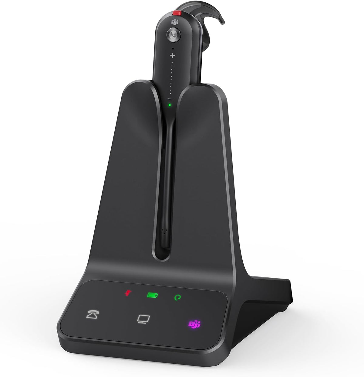 Yealink WH63 E2 DECT Wireless Headset front view with charging base