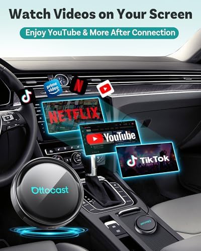 Ottocast P3 Pro Android 13 car system running split-screen navigation and streaming application