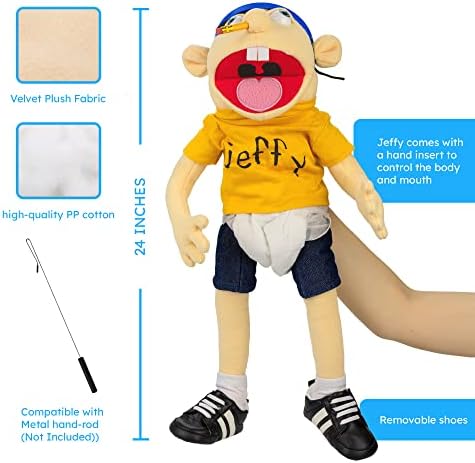 Hand-controlled Jeffy puppet demonstrating mouth movement