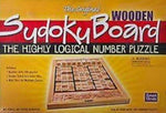 Wooden Sudoku board game grid with number tiles