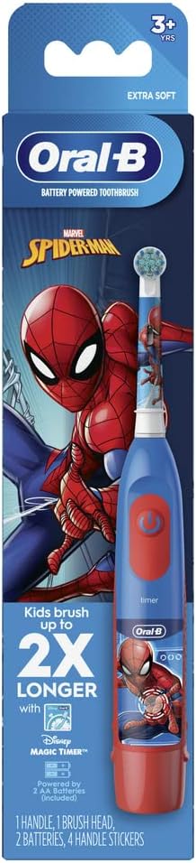 Oral-B Kid's Battery Toothbrush Featuring Marvel's Spiderman, Soft Bristles, Replaceable Brush Head, for Kids 3+ - Image 1