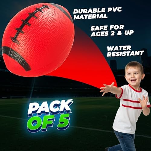 PlayBolt kids sports toys collection featuring five colorful mini footballs for active recess games.