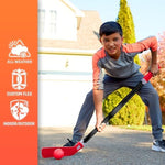 Two red street hockey balls included in the Nerf youth play set