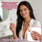 Packaging view of the imported senior dental appliance care kit with two colored cleaning brushes