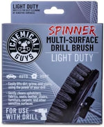 Premium gray light duty spinner brush for gentle upholstery and car seat detailing.