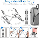 Side angle of the Sopholid adjustable notebook riser showing the seven variable angle slots for posture correction.