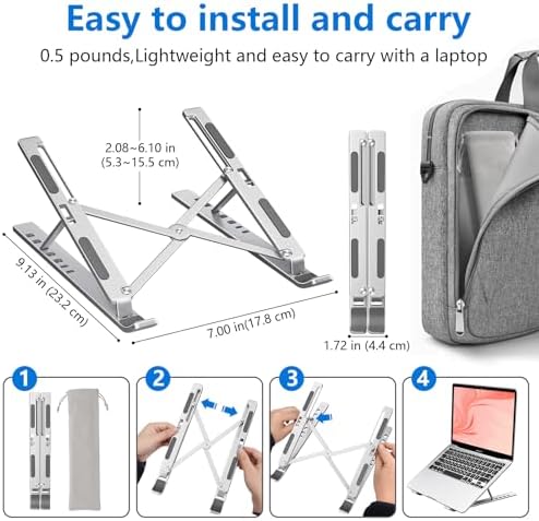 Side angle of the Sopholid adjustable notebook riser showing the seven variable angle slots for posture correction.