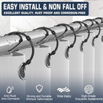 DABIDYOU rust proof matte black shower rings hanging on a bathroom rod