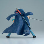 Banpresto Trafalgar Law figure mounted on base stand in collector box packaging