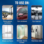 Unger ProClean kit being used handheld on a large interior mirror.