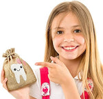 Side view of pink tooth fairy pouch for kids