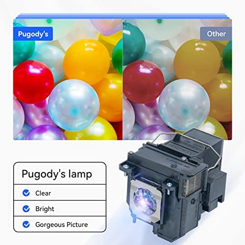 Epson compatible replacement projector lamp assembly side profile display