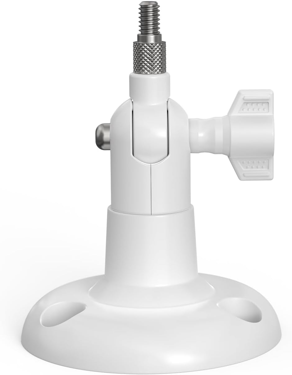 Holicfun 360 adjustable security camera wall mount front view showing universal thread adapter