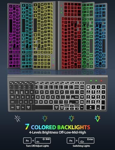 SABLUTE compact quiet cordless keyboard highlighting the slim low profile keys and integrated numeric pad