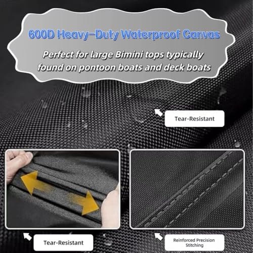 Gopbod extra-large canvas boot wrapping easily around thick 1.25-inch pontoon frame tubing.