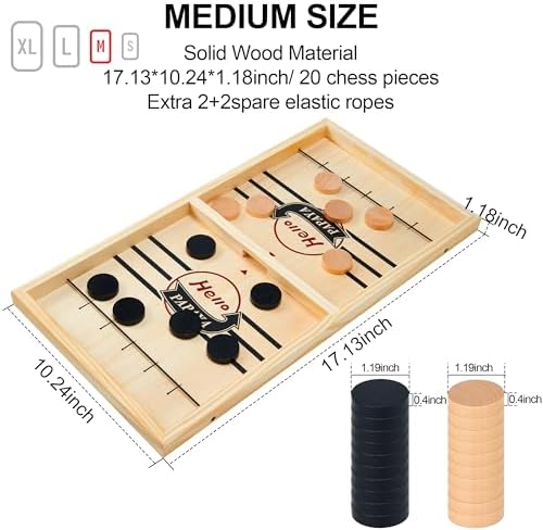 Wooden sling puck desktop board game with durable elastic bands