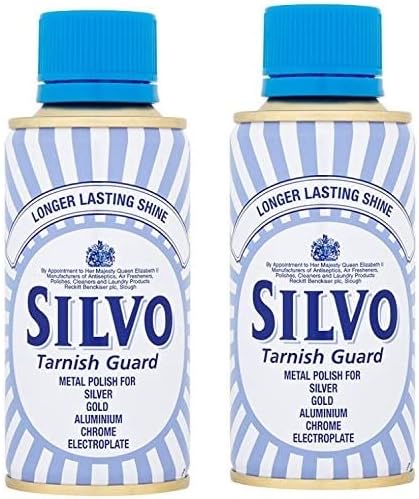 Silvo liquid tarnish guard front view metal polish bottle