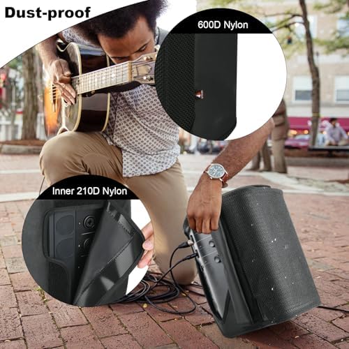 TXEsign dust cover sleeve protecting portable audio gear in an outdoor park setting