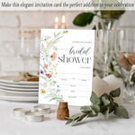 Set of twenty five colorful wildflower bridal shower invites spread out evenly