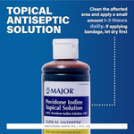 Back Label Showing Ingredients For Major Povidone Iodine Topical Solution