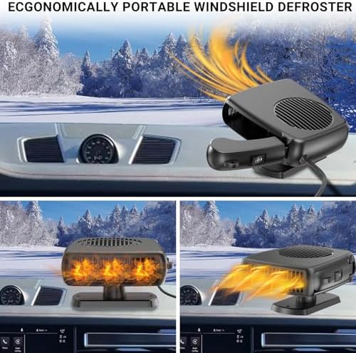 Two in one car defogger fan with three hundred sixty degree rotatable base