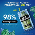 Close up of Healthbiotics Sulforaphane 120 capsules supplement bottle