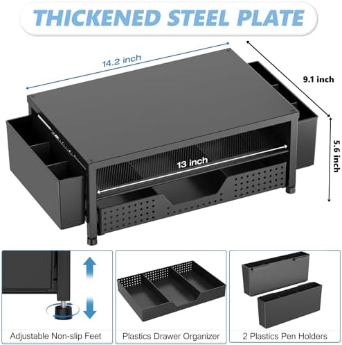 OPNICE home office supply organizer dimensions view detailing width depth and height measurements