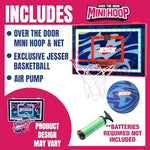 Jesser basketball hoop package contents and mounting hardware display