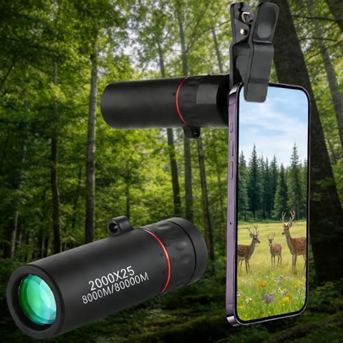 Complete AWSX monocular telescope set including the storage pouch, wrist strap, and phone clip.
