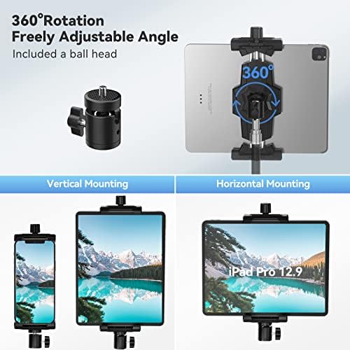 KDD rotatable tablet clamp mount holding an iPad Pro securely on a standard camera monopod setup.
