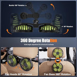 Universal five volt two ampere USB plug connected car fan setup
