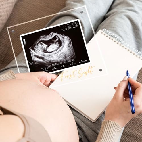 DEYIXUN premium acrylic baby announcement frame with gold love at first sight script