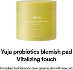 Abib Yuja Probiotics Blemish Pad jar packaging with 60 pads for brightening skin