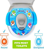BPA free plastic baby shark potty trainer highlighting the secure bottom base