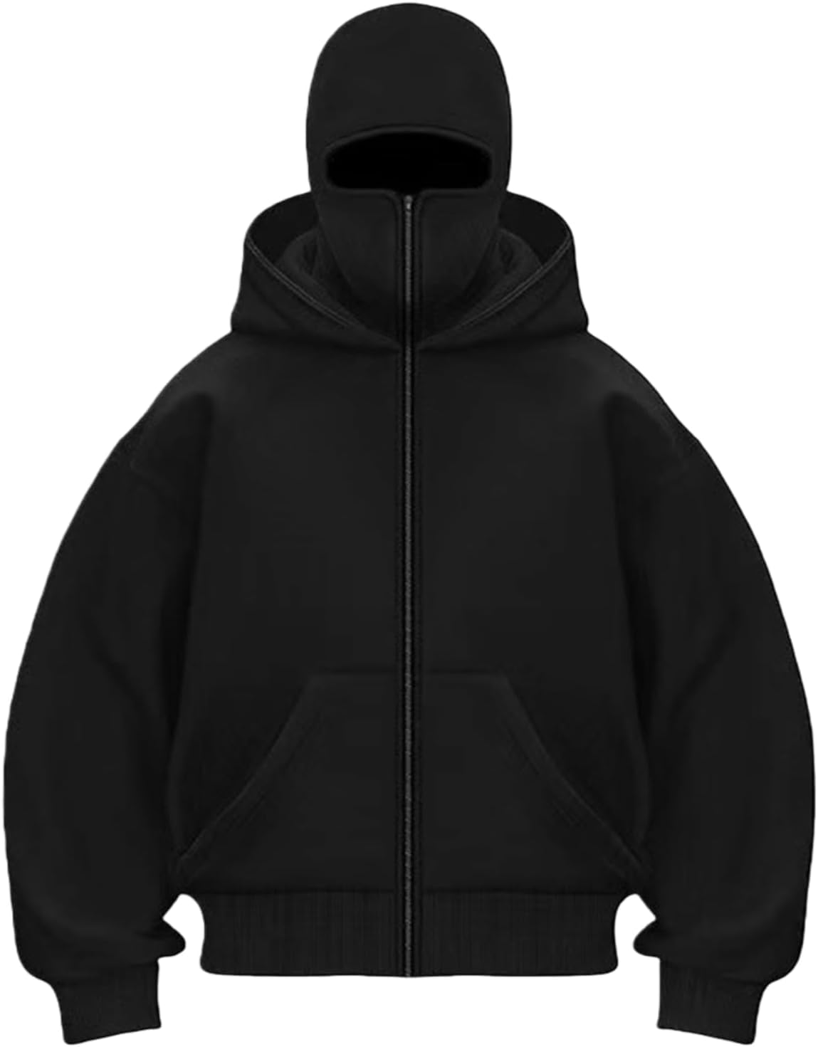 Generic balaclava hoodie front view with zipper