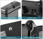 Neewer professional battery grip back view highlighting the vertical shutter release button