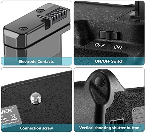 Neewer professional battery grip back view highlighting the vertical shutter release button