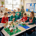 Children building a city on Brick Loot construction boards