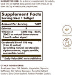 Solgar Naturally Sourced Beta Carotene antioxidant supplement side labels