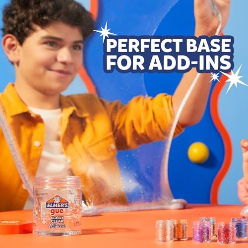 Crystal clear slime formula jar close up highlighting its glassy texture