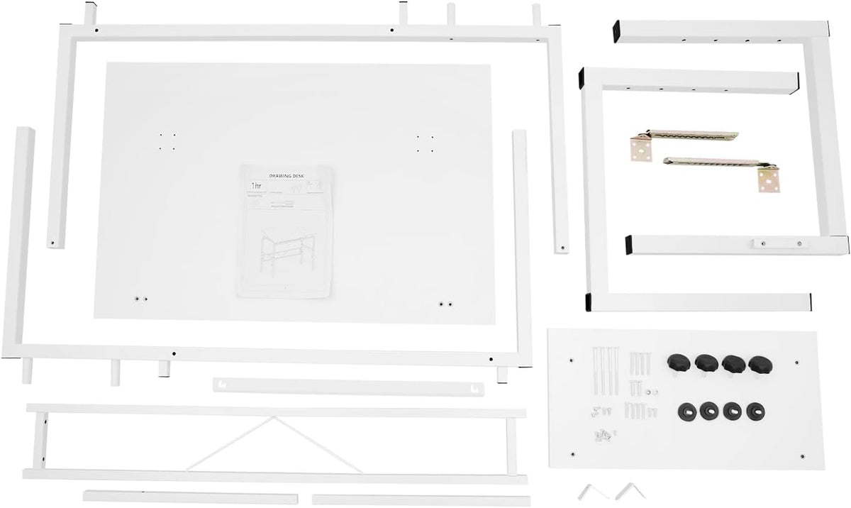 Cbhfmljd drafting table packaging and components overview